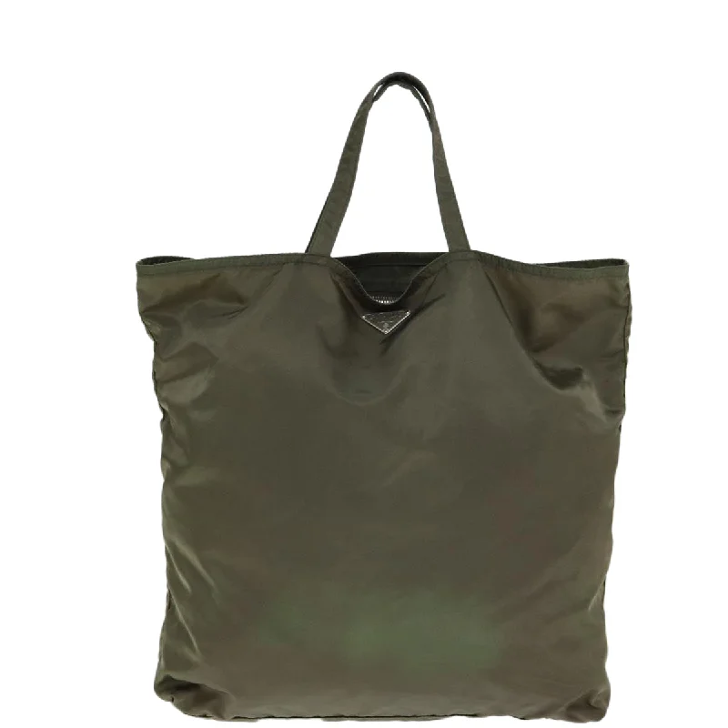 Ladies Prada shoulder bags with a tassel - adorned zipper for added charmPRADA Robot Tote Bag Nylon Khaki  79153