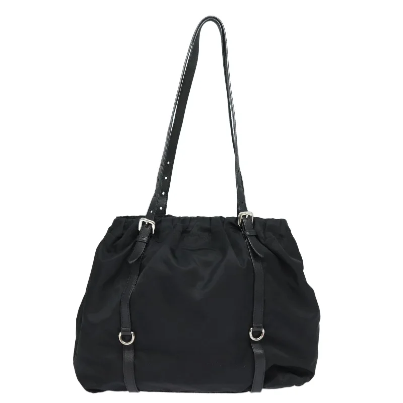 Ladies Prada shoulder bags with a single - handle design for simplicityPRADA Ribbon Tote Bag Nylon Black BN1136  mr381