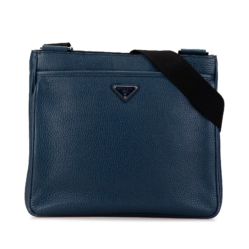 Prada Cahier bags with a leather - wrapped handle for a luxurious feelBlue Prada Vitello Daino Zip Top Crossbody