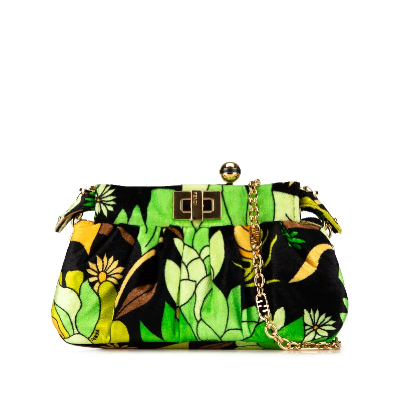 Fendi By The Way bags with a suede interior lining for a luxurious and soft feelGreen Fendi Velvet Peekaboo Click Clutch on Chain Shoulder Bag