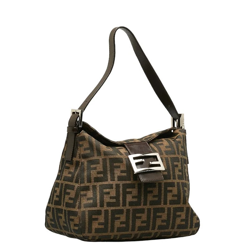 Fendi bags with a back - zip pocket for storing valuables securelyFENDI  264260 Shoulder Bag Canvas/Leather Beige Brown