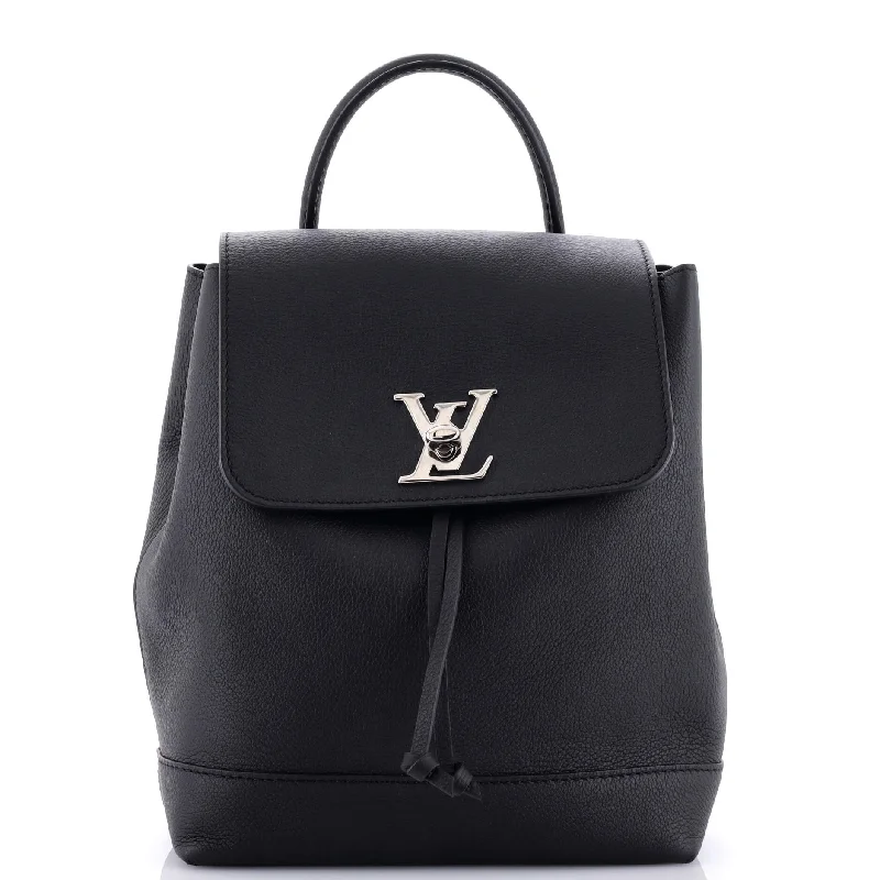 Prada tote bags with a double - handle and shoulder - strap option for easy useLockme Backpack Leather