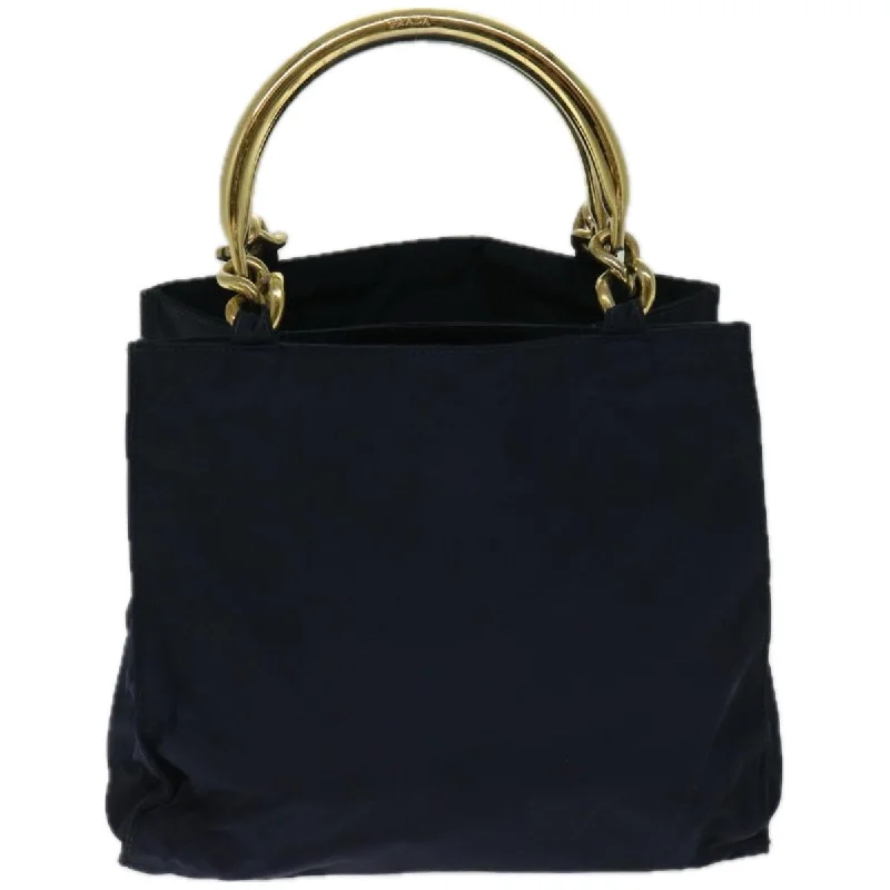 Ladies Prada Galleria bags with gold - toned hardware for a luxurious touchPRADA Hand Bag Nylon Navy  yk10804