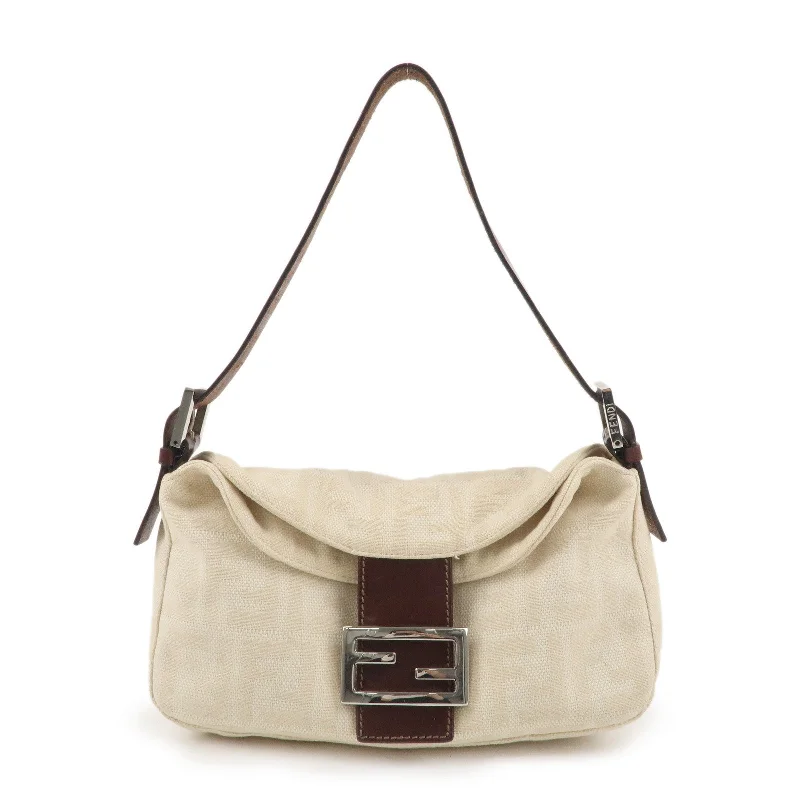 Fendi crossbody bags with a detachable ID holder for easy identificationFENDI Zucca Canvas Leather Shoulder Bag Beige Brown 26725