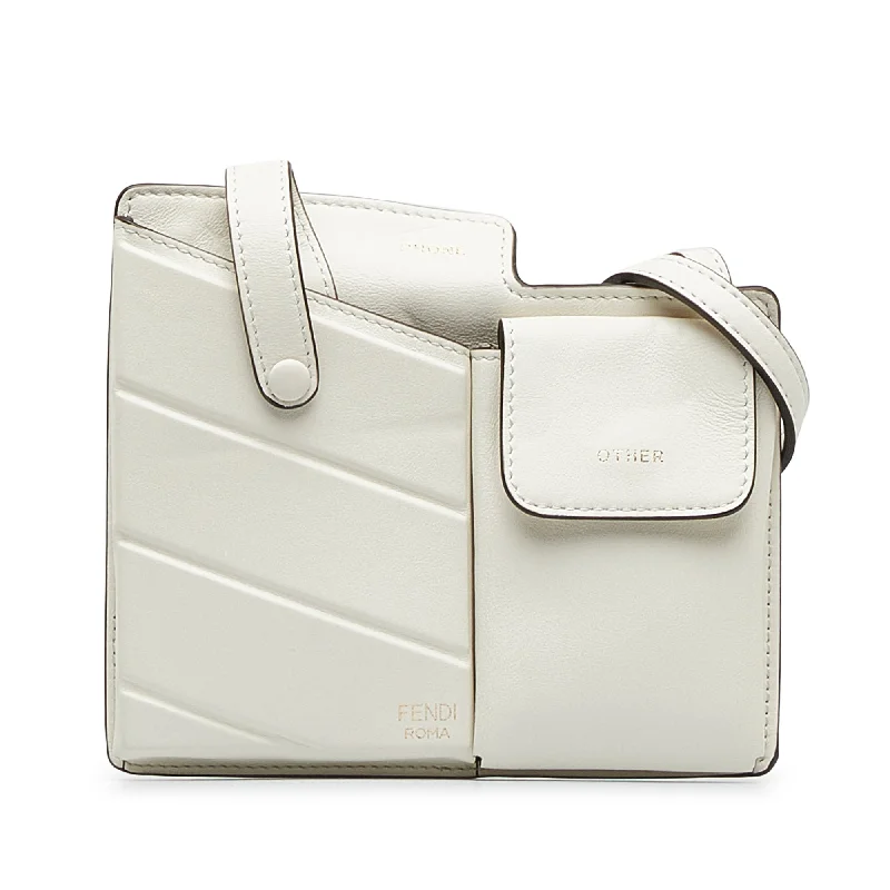 Fendi bags with a detachable mirror inside for quick touch - ups and groomingWhite Fendi Bustine Mini Century Crossbody Bag