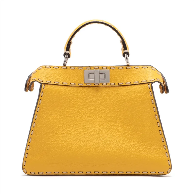 Fendi handbags with a biodegradable leather alternative for an eco - conscious choiceFENDI Selleria Peekaboo Small in Leather Yellow 8BN327