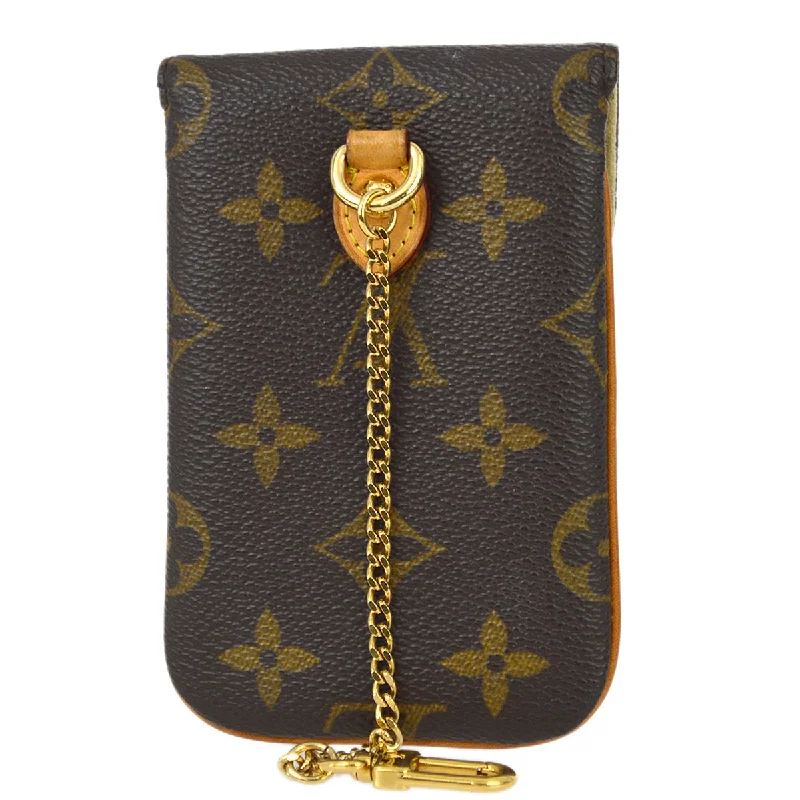 Ladies Louis Vuitton shoulder bags with a magnetic - closure flap for easeLouis Vuitton 2009 Monogram Etui Telephone MM Pouch Bag M66546 Small Good