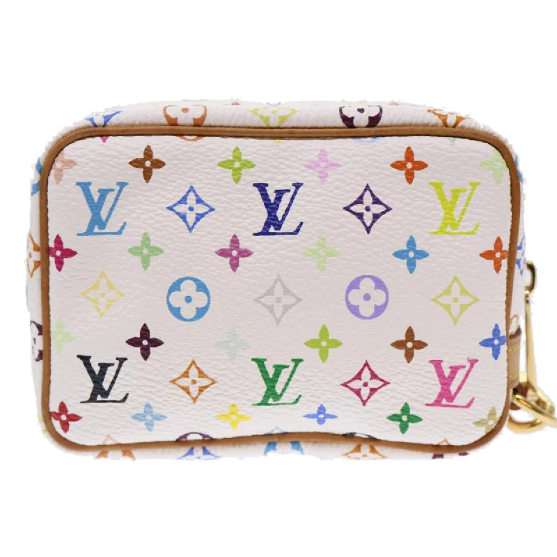 Ladies Louis Vuitton Capucines bags with a detachable shoulder strapLOUIS VUITTON Monogram Multicolor Trousse Wapity Pouch White M58033 Auth 49632A