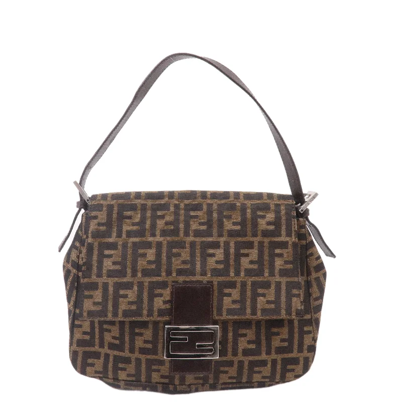 Fendi By The Way bags with a laser - cut leather detail for a modern and intricate lookFENDI Zucca Canvas Leather Shoulder Bag 26325