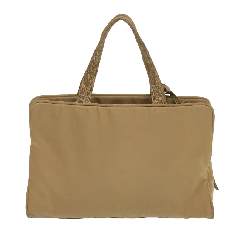 Ladies Prada Galleria bags with gold - toned hardware for a luxurious touchPRADA Hand Bag Nylon Beige  ti1597