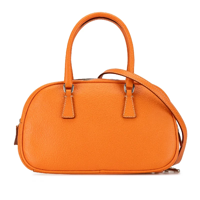 Prada crossbody bags with a woven leather strap for a unique textureOrange Prada Mini Cinghiale Satchel