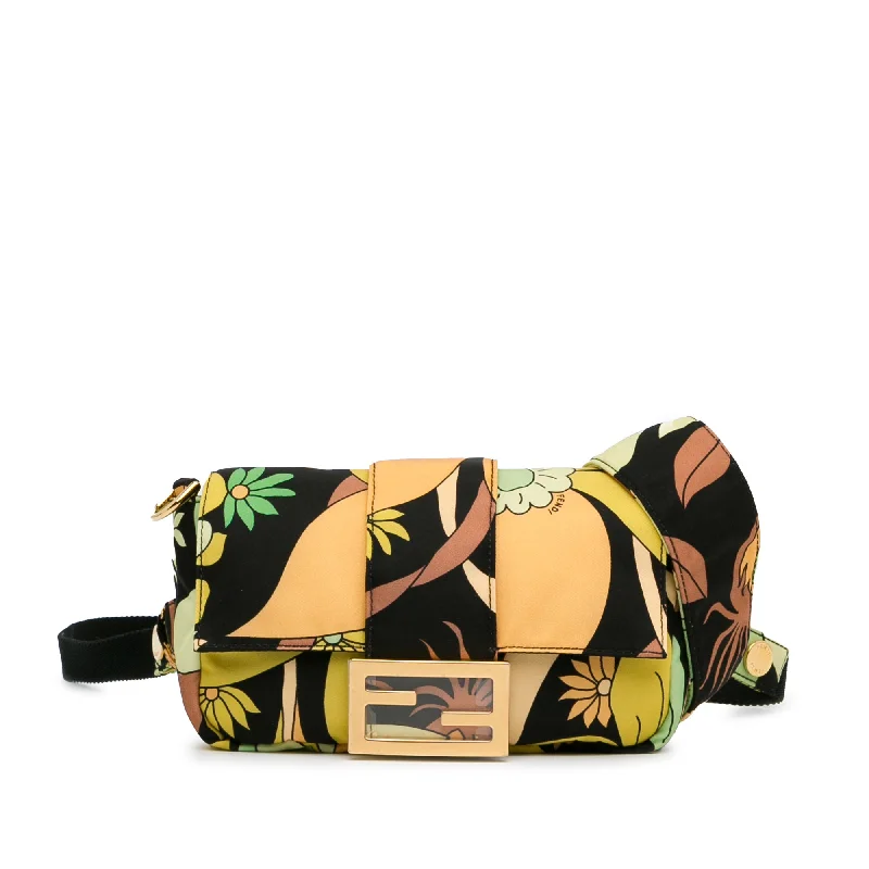 Ladies Fendi handbags with a detachable wallet insert for added convenienceGreen Fendi Floral Convertible Baguette Belt Bag