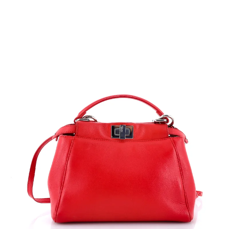 Fendi bags with a back - zip pocket for storing valuables securelyPeekaboo Bag Leather Mini