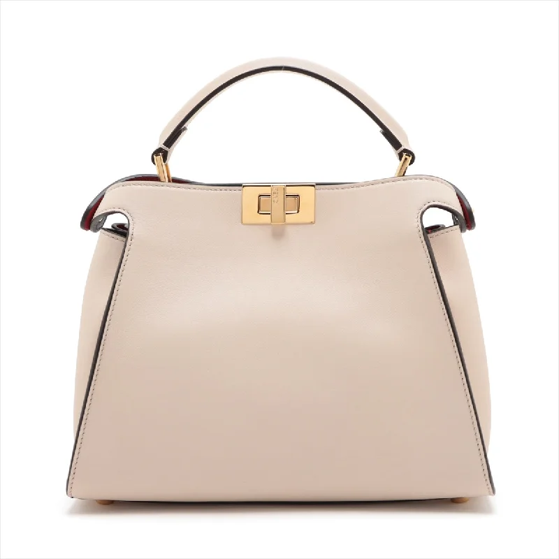 Fendi handbags with a glow - in - the - dark FF logo for a fun and unique featureFendi Peekaboo Essential Leather 2WAY Handbag Beige 8BN302