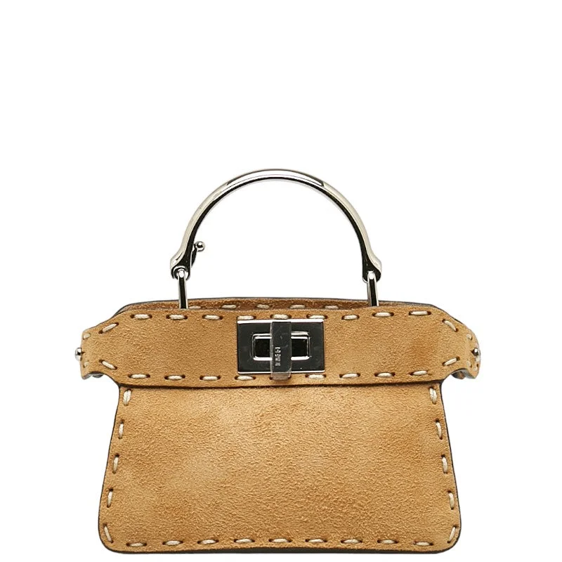 Ladies Fendi crossbody bags with a wide - width strap for enhanced comfort during long - term useFendi Peacebu Micro ICEU Mini Handbag Shoulder Bag 2WAY 7AS106 Brown Suede Peacebu  Fendi