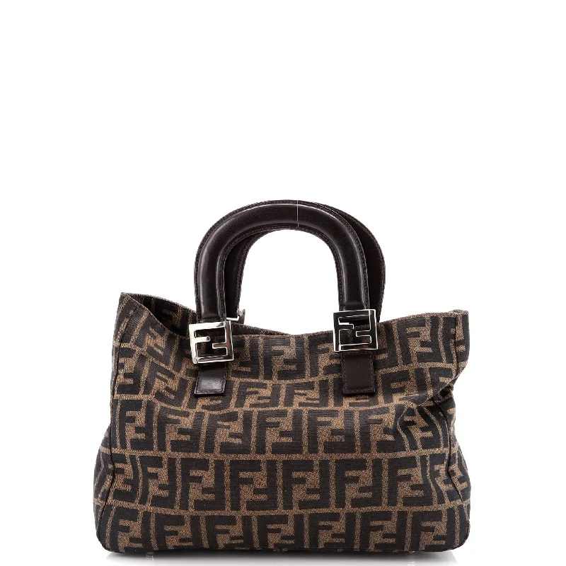 Fendi Baguette bags with a monogram - embossed leather surface for a luxurious feelVintage FF Handle Tote Zucca Canvas Small