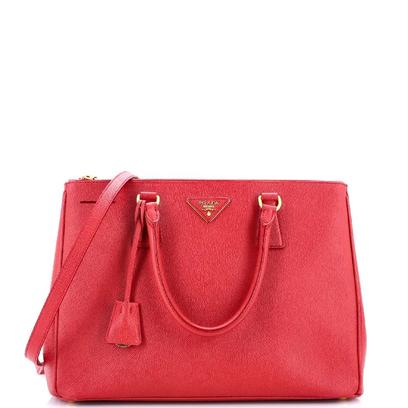 Prada bags with a detachable mirror inside for quick touch - upsDouble Zip Lux Tote Saffiano Leather Medium