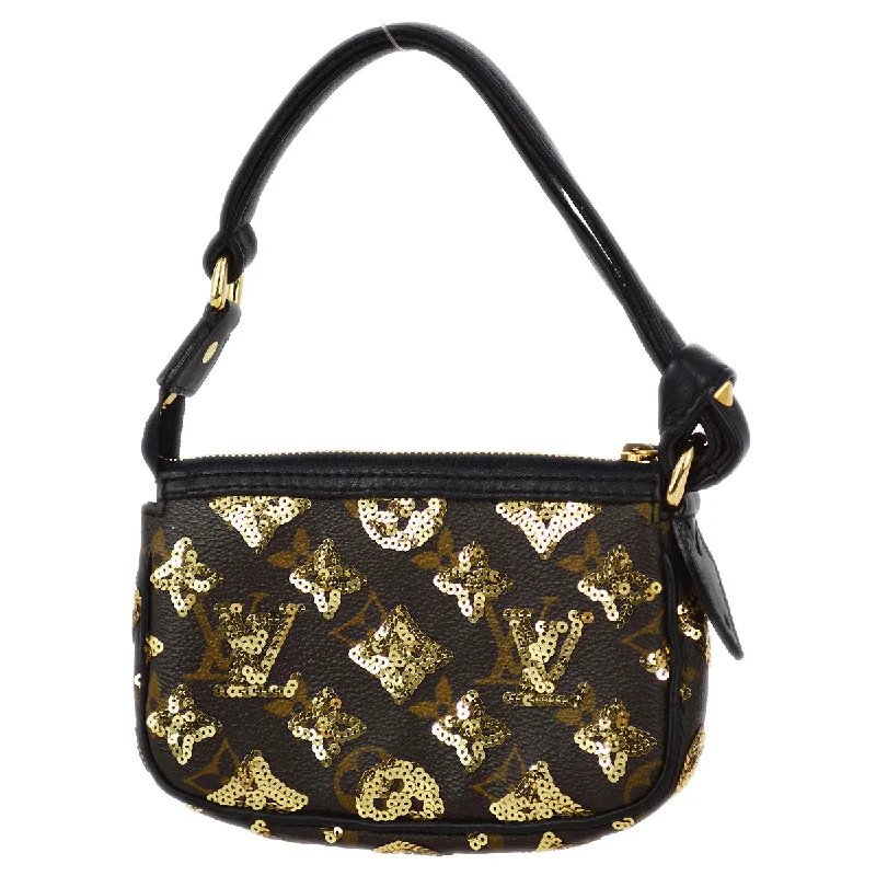 Louis Vuitton crossbody bags with a printed floral pattern for femininityLouis Vuitton 2009 Eclipse Mini Pochette Accessoires Handbag M60125