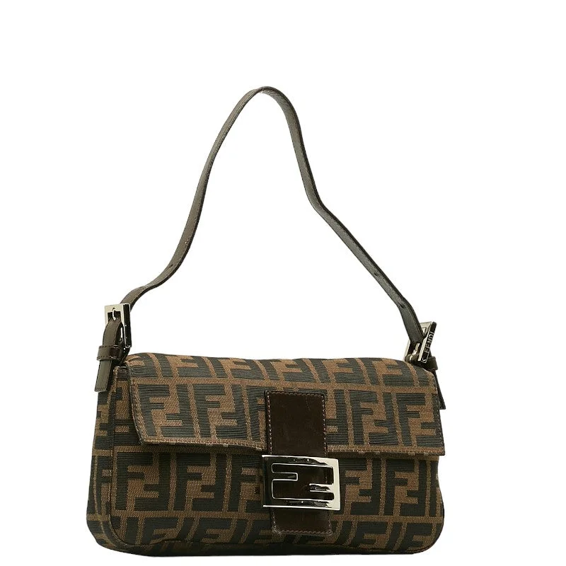 Fendi tote bags with a spacious interior and multiple pockets for daily essentialsFY ZUCKA MANMABACKET SHOLDERBAG 26424 Brown canvas leather ladies FENDI