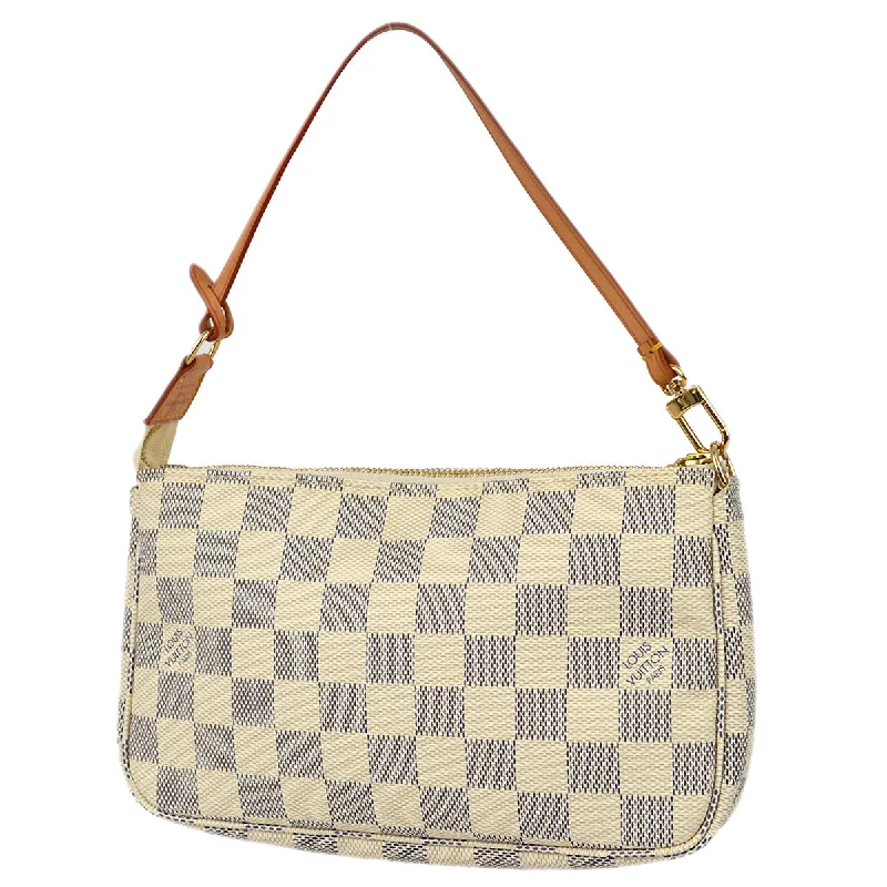 Ladies Louis Vuitton shoulder bags with a magnetic - closure flap for easeLouis Vuitton 2007 Damier Azur Pochette Accessoires Handbag N51986