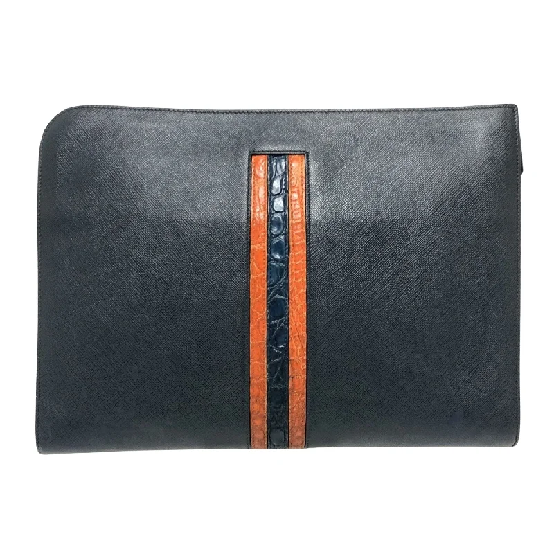 Prada Cahier bags with a monogram - embossed leather surfacePRADA Saffiano Clutch Bag