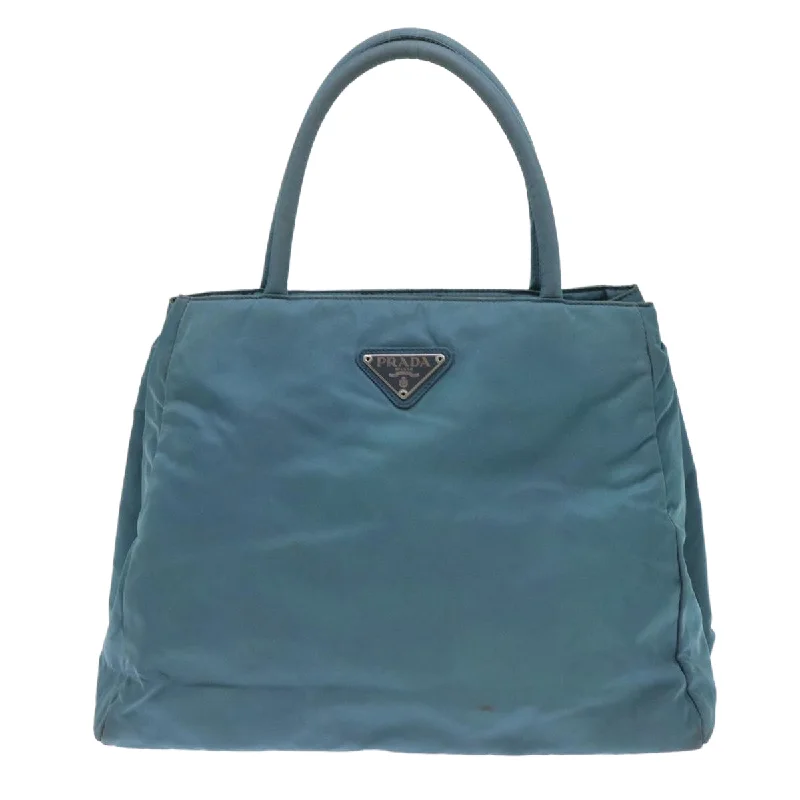 Prada bags with a detachable mobile phone holder for on - the - go conveniencePRADA Hand Bag Nylon Blue  cl714