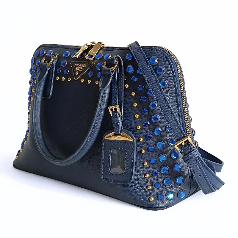 Prada tote bags with a spacious interior and a magnetic - snap closurePRADA Prada Prada Bijoux shoulder bag in blue Saffiano leather