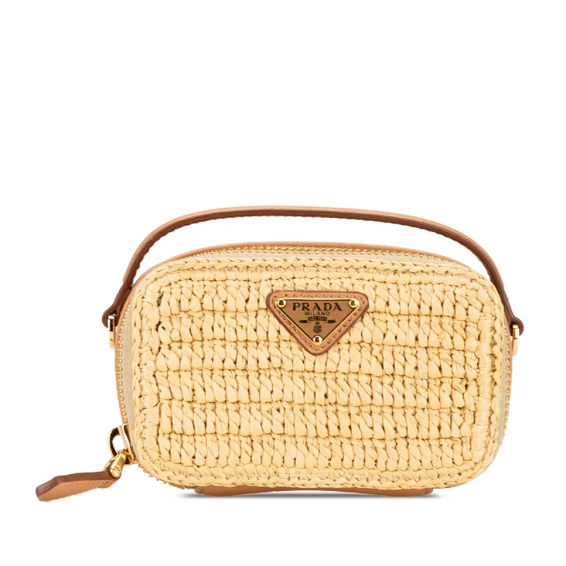 Prada handbags with a perforated leather detail for a unique and breathable designBeige Prada Mini Crochet Satchel