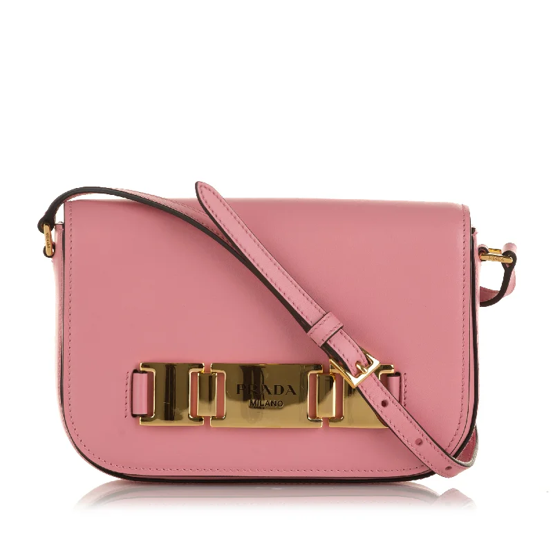 Ladies Prada shoulder bags with a single - handle design for simplicityPink Prada Glace Calf Etiquette Crossbody