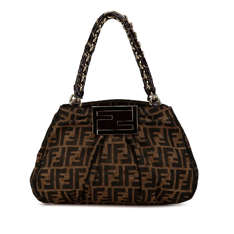 Fendi crossbody bags with a faux fur trim for a warm and stylish winter accessoryBrown Fendi Small Zucca Canvas Mia Chain Tote