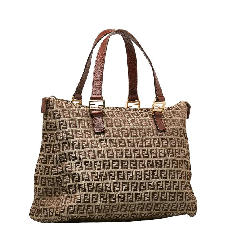 Fendi By The Way bags with a detachable pouch for separating small itemsFendi Zucchino tote bag brown canvas leather ladies