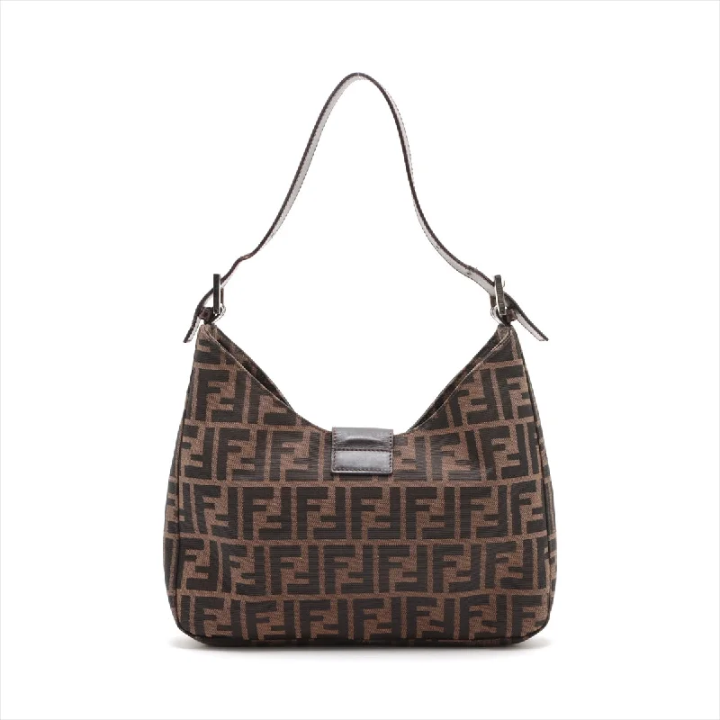 Fendi Baguette bags with a studded leather trim for a bold and edgy lookFENDI Zucca Shoulder Bag in Canvas Leather Brown