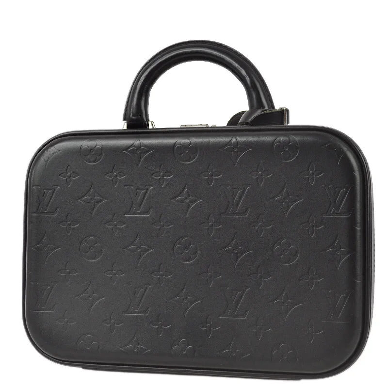 Ladies Louis Vuitton Petite Malle bags with a star - shaped charm for cutenessLouis Vuitton 2001 Black Monogram Glace Valisette PM Handbag M92235