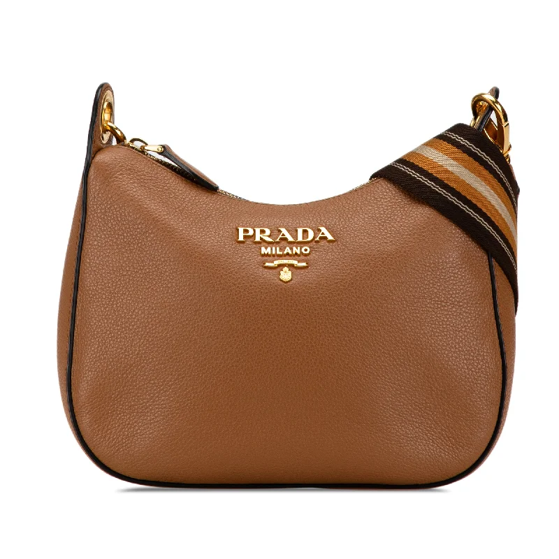 Prada crossbody bags in a vibrant red for a bold fashion statementBrown Prada Vitello Phenix Crossbody