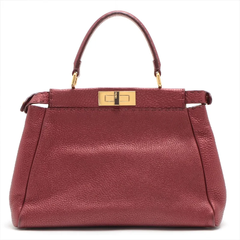 Ladies Fendi crossbody bags with a single - strap design for simplicity and ease of useFENDI Peekaboo Selleria Bag in Leather Red 8BN226