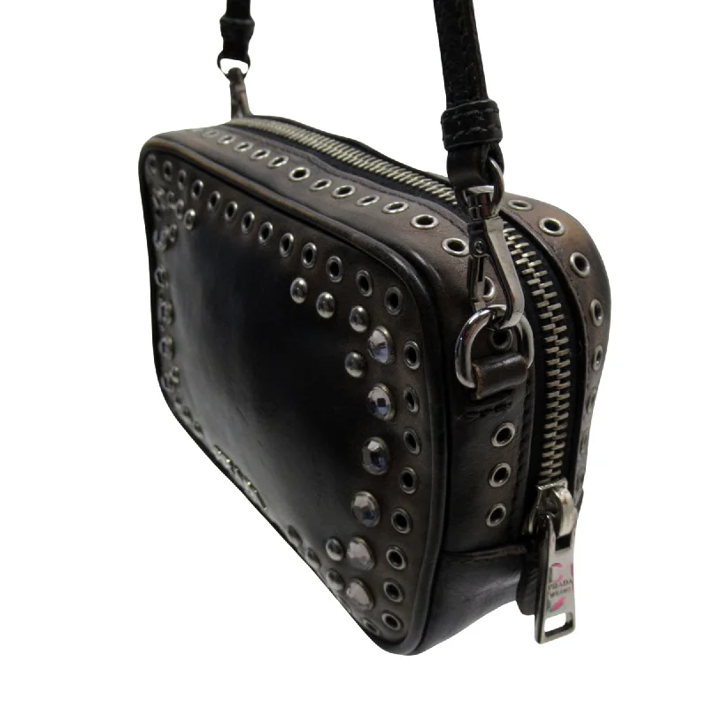 Prada handbags with a beaded trim for a touch of glamour and elegancePRADA Saffiano Shoulder Bag