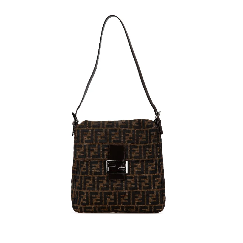 Fendi crossbody bags with a detachable wallet on chain for a hands - free wallet optionBrown Fendi Zucca Canvas Shoulder Bag