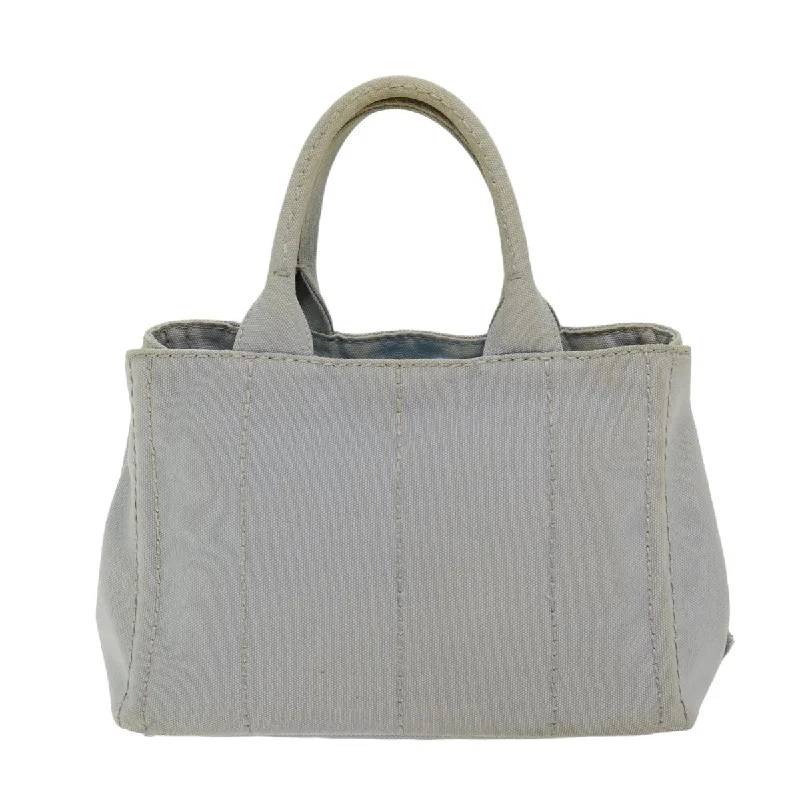 Prada bags with a back - zip pocket for storing valuables securelyPRADA Canapa PM Hand Bag Canvas 2way Gray  75341