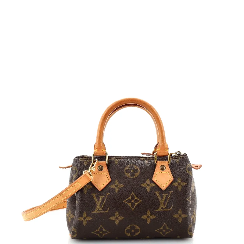 Prada tote bags with a printed Prada logo on the front for brand visibilitySpeedy Mini HL Handbag Monogram Canvas