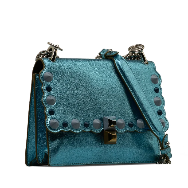 Ladies Fendi crossbody bags with a wide - width strap for enhanced comfort during long - term useBlue Fendi Studded Scalloped Kan I Crossbody