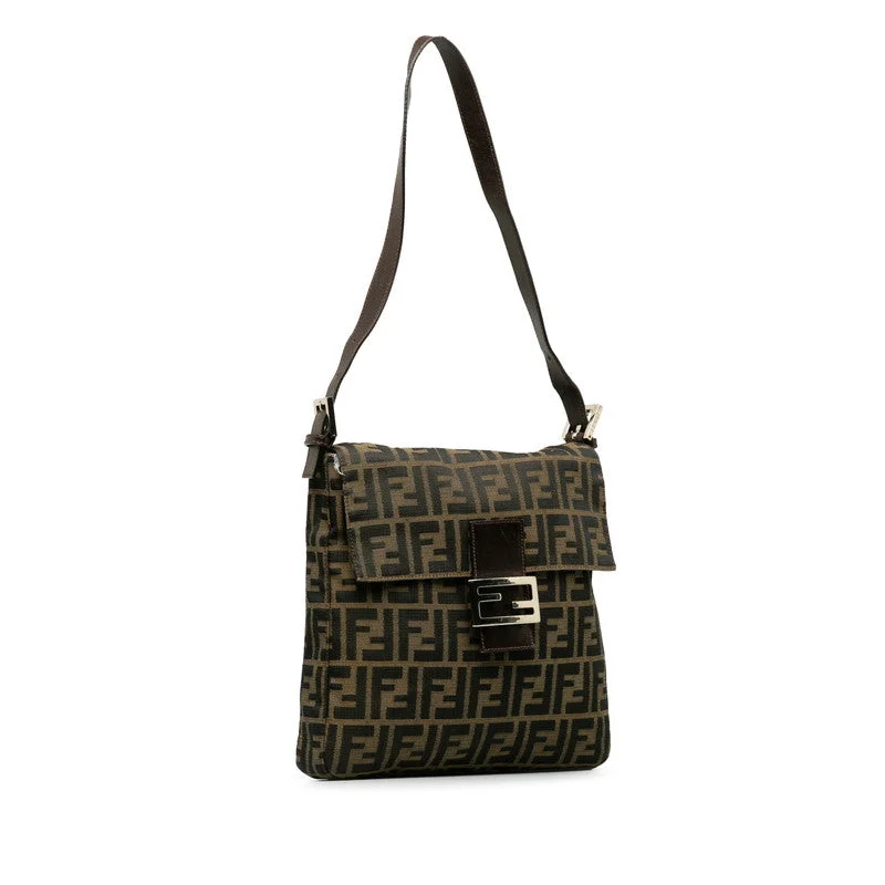 Fendi Baguette bags in a limited - edition colorway for a rare and exclusive lookFENDY ZUCKA MANMABACKET ON SHOULDER BAG 26730 Brown canvas leather ladies FENDI