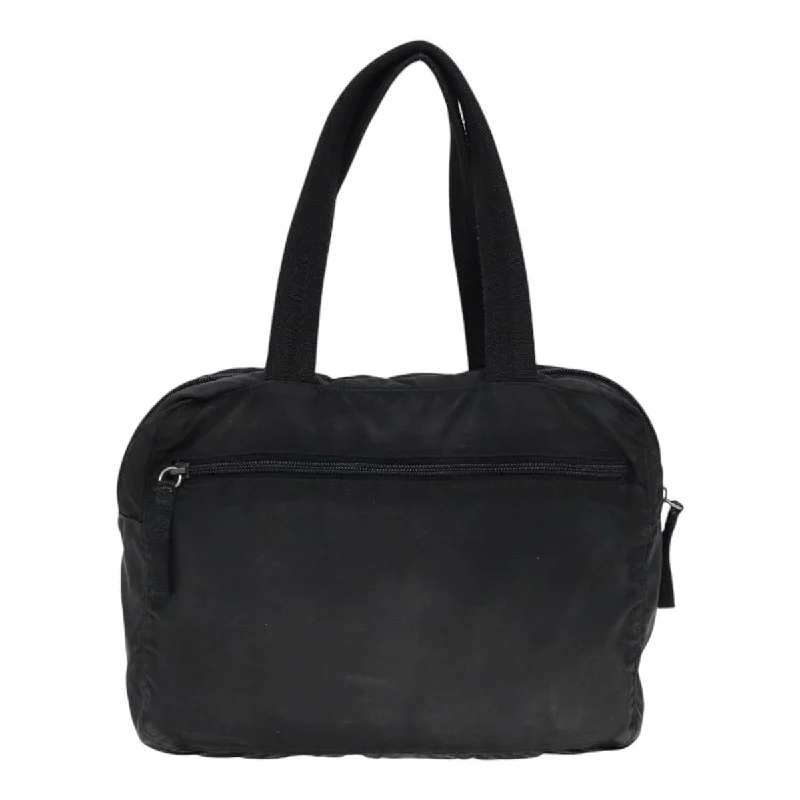 Prada Cahier bags with a detachable shoulder strap for versatile carryingPRADA Hand Bag Nylon Black Silver  86338