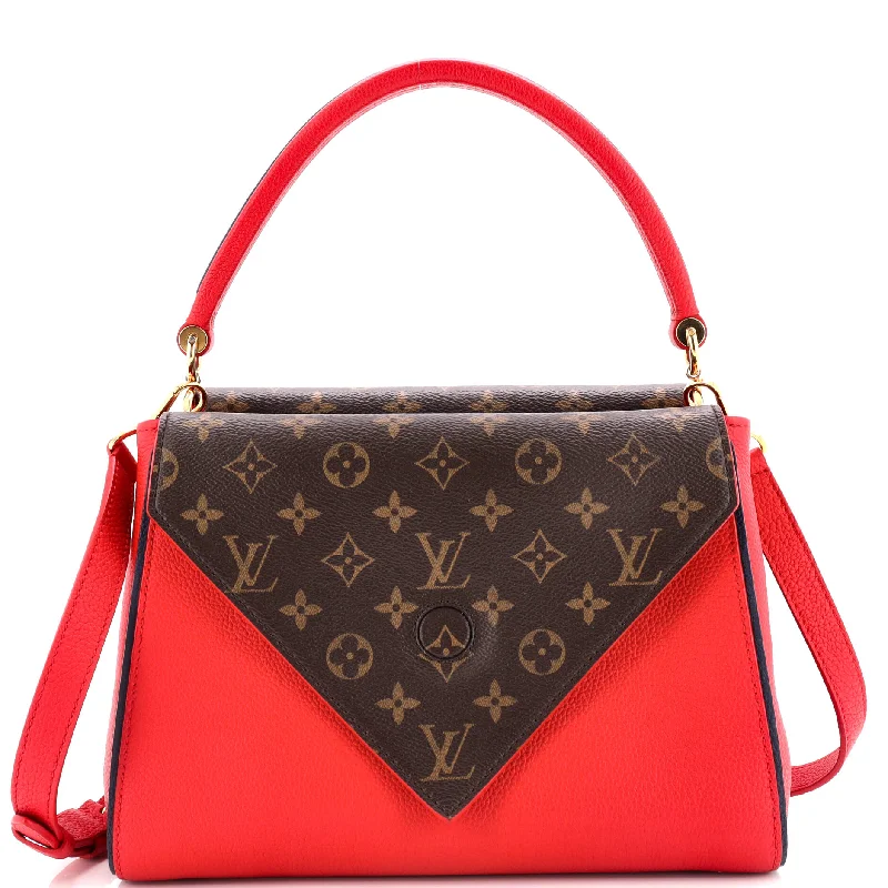 Prada crossbody bags in a vibrant red for a bold fashion statementDouble V Handbag Calfskin with Monogram Canvas