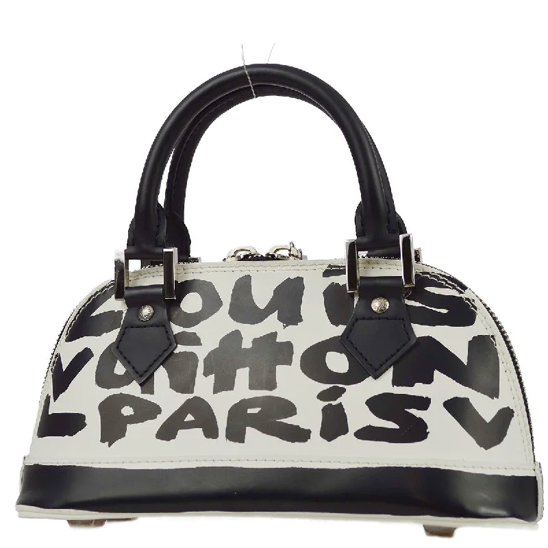 Louis Vuitton tote bags with a printed LV logo on the front for brand visibilityLouis Vuitton 2001 Black Graffiti Alma PM Handbag M92177