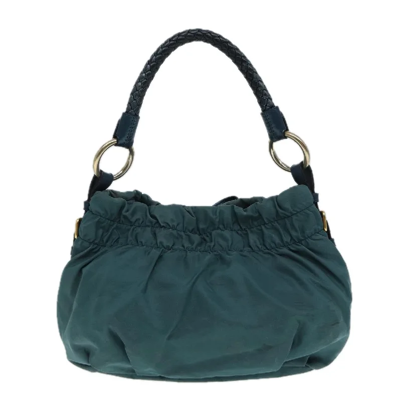 Prada Cleo bags with a snakeskin - effect panel for a bold and trendy lookPRADA Hand Bag Nylon Green Gold  88089