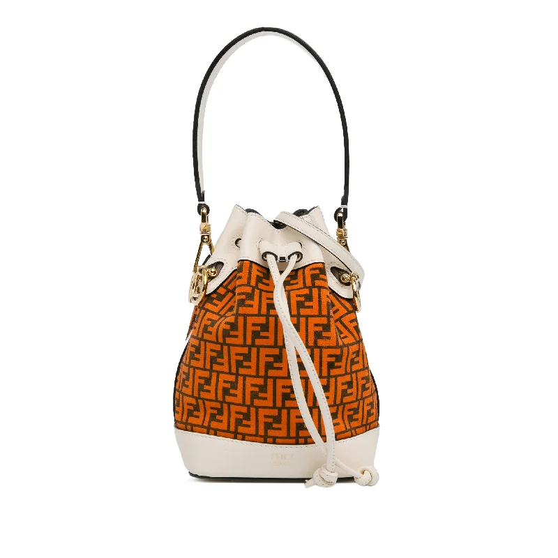 Fendi crossbody bags with a convertible strap that can be worn multiple waysOrange Fendi Mini Zucca Suede F is Fendi Mon Tresor Bucket