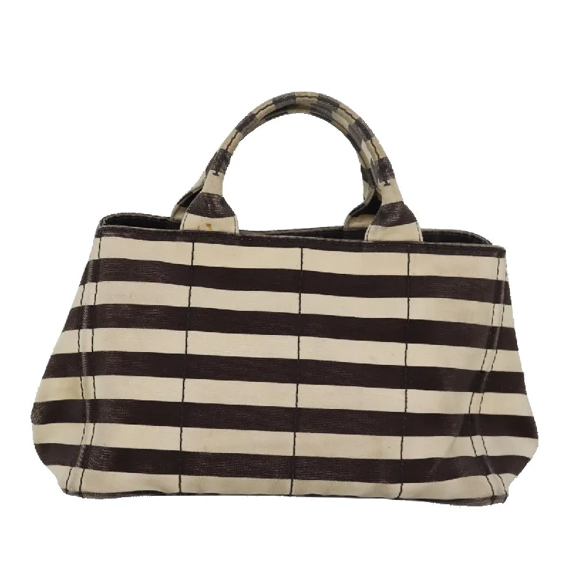 Prada tote bags with a printed Prada logo on the front for brand visibilityPRADA Canapa MM Hand Bag Canvas Brown  81872