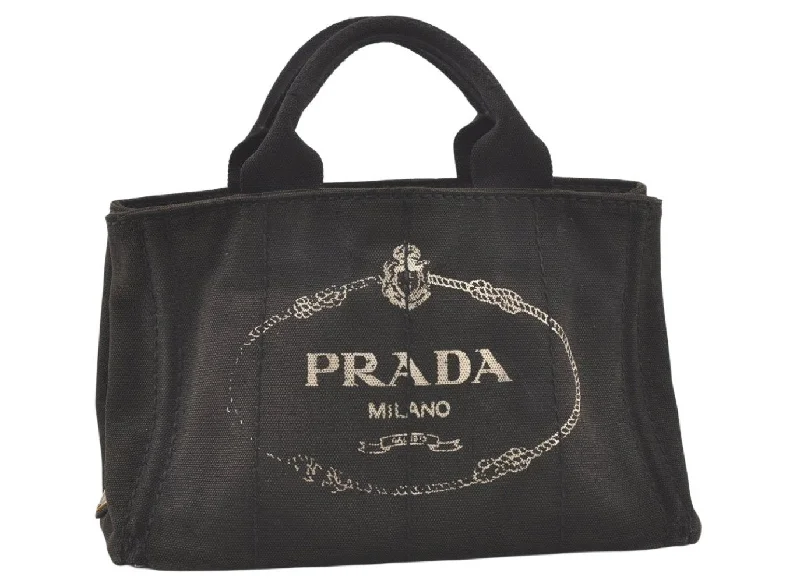 Prada crossbody bags with adjustable nylon straps for comfort and durabilityAuthentic PRADA Vintage Canapa SS Denim Tote Hand Bag Purse Black 7518K