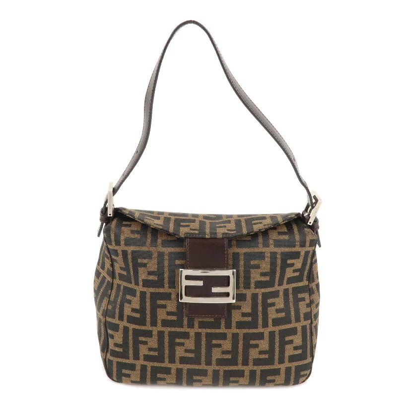 Fendi By The Way bags with a printed map pattern for a travel - inspired lookFENDI Zucca Canvas Leather Shoulder Bag Brown 222826