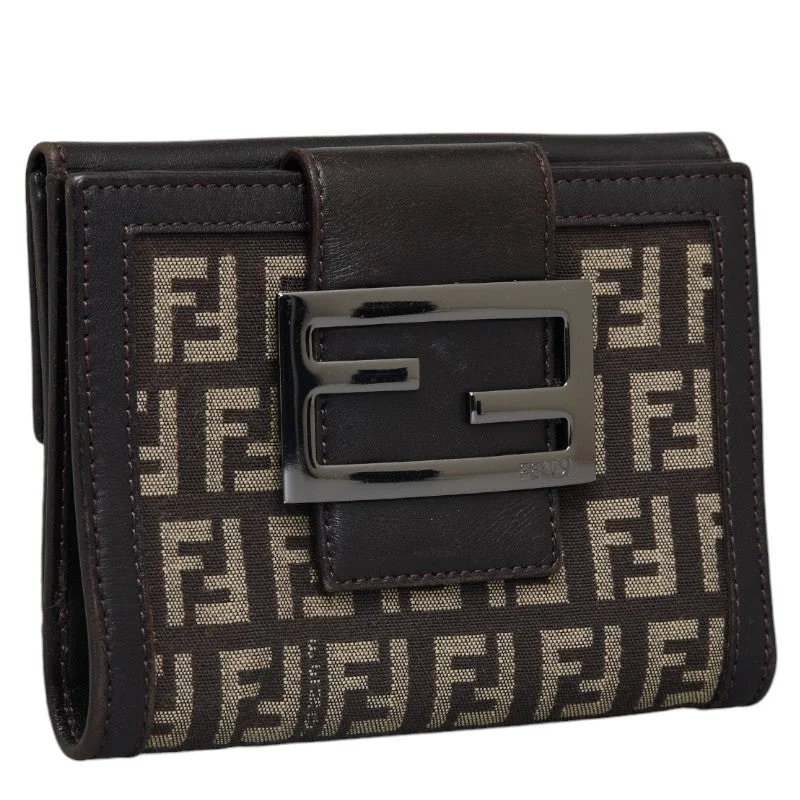 Fendi By The Way bags with a 3D - printed FF logo for a modern and textured lookFendi  Twin Folded Wallet M80035 Brown Canvas Leather  Fendi